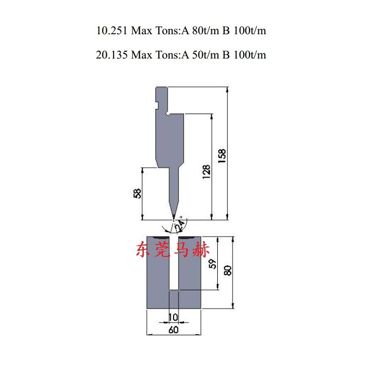 双折边折弯模具、复平折弯机模具YPU10-24