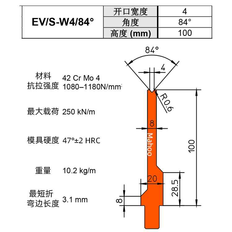 通快折弯下模  EVIS-W4/84