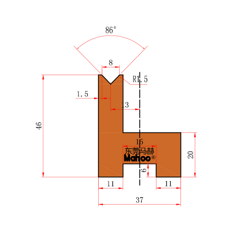 数控折弯机模具-单V8折弯下模