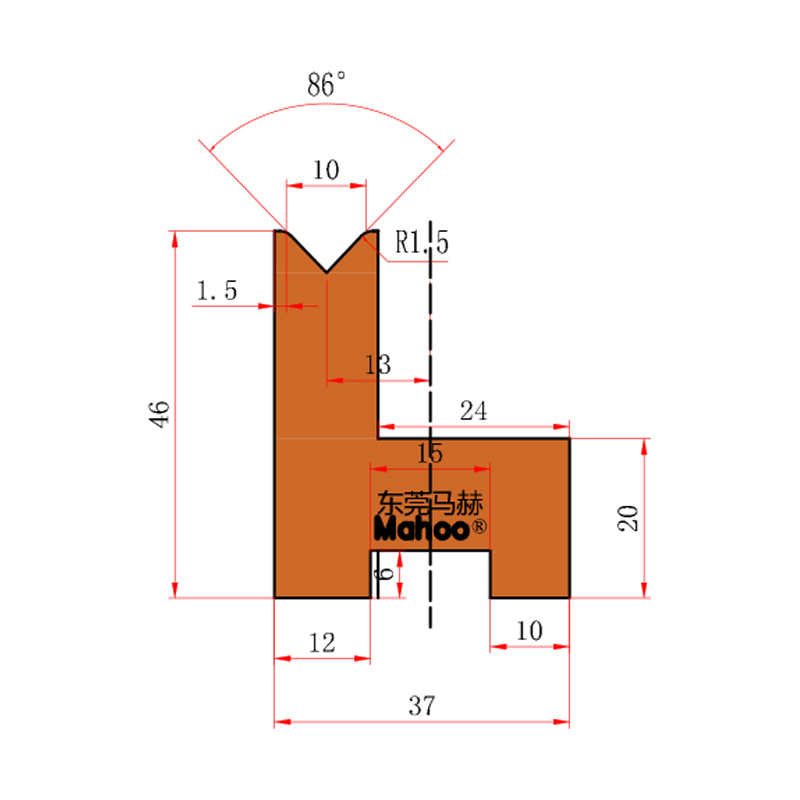 数控折弯机模具-单V10折弯下模