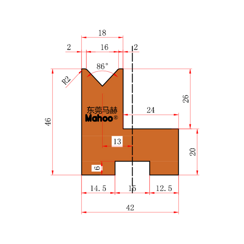 数控折弯机模具-单V16折弯下模