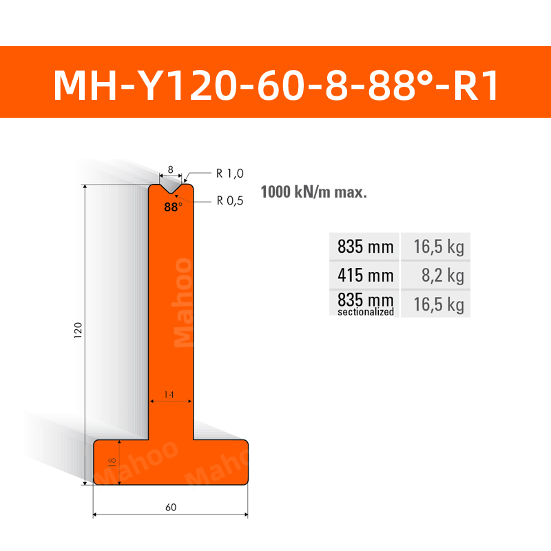 数控折弯下模 MH-Y120-60-8-88°-R1