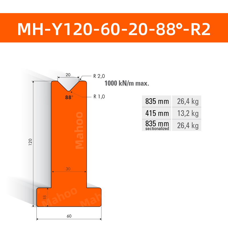 数控折弯下模 MH-Y120-60-20-88°-R2