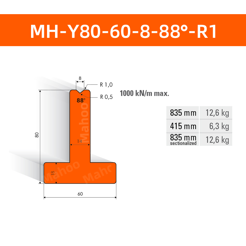 数控折弯下模 MH-Y80-60-8-88°-R1