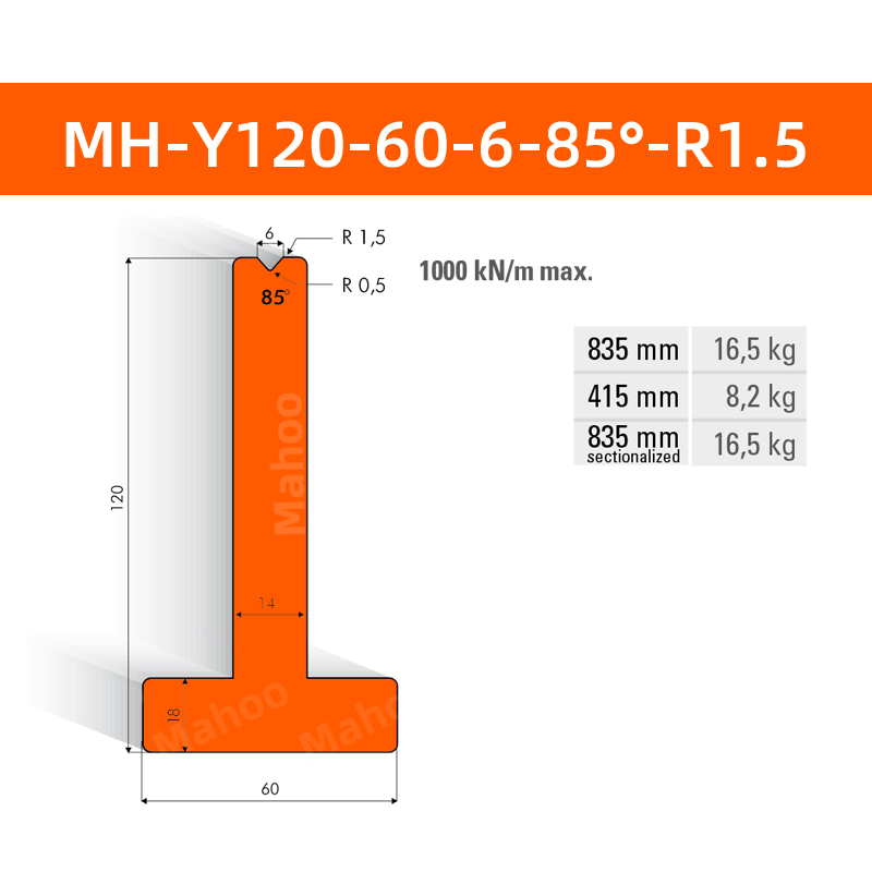 数控折弯下模 MH-Y120-60-6-85°-R1.5