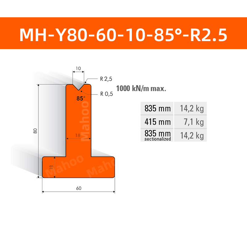 数控折弯下模 MH-Y80-60-10-85°-R2.5