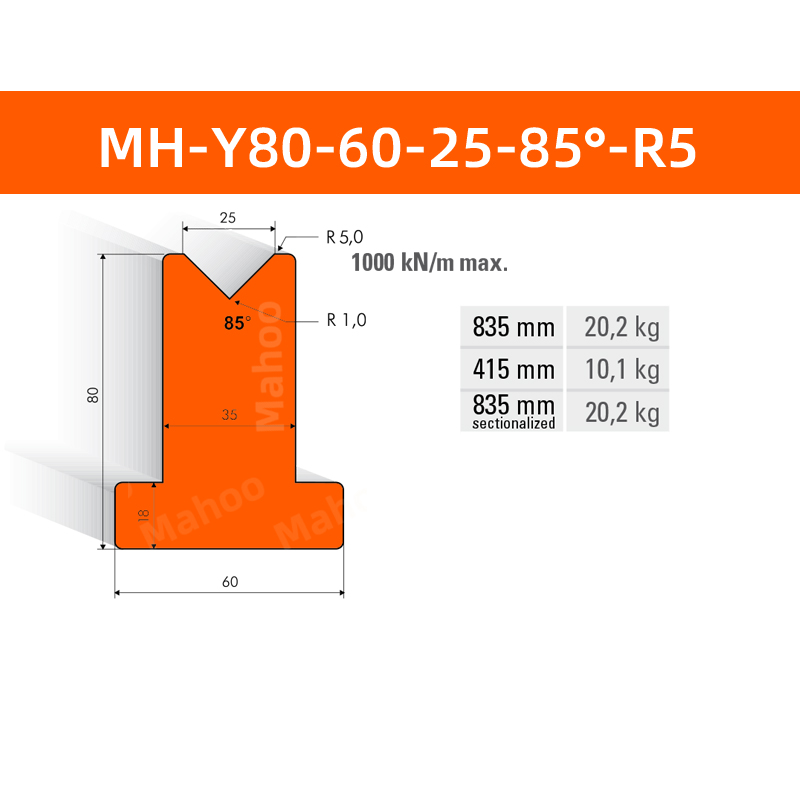数控折弯下模 MH-Y80-60-25-85°-R5