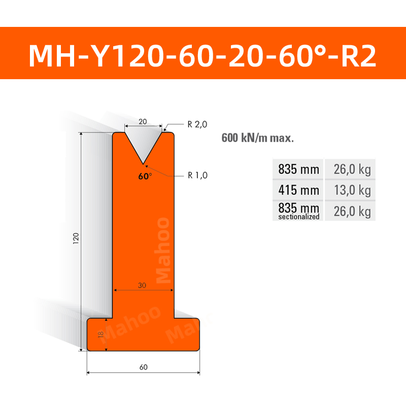 数控折弯下模 MH-Y120-60-20-60°-R2