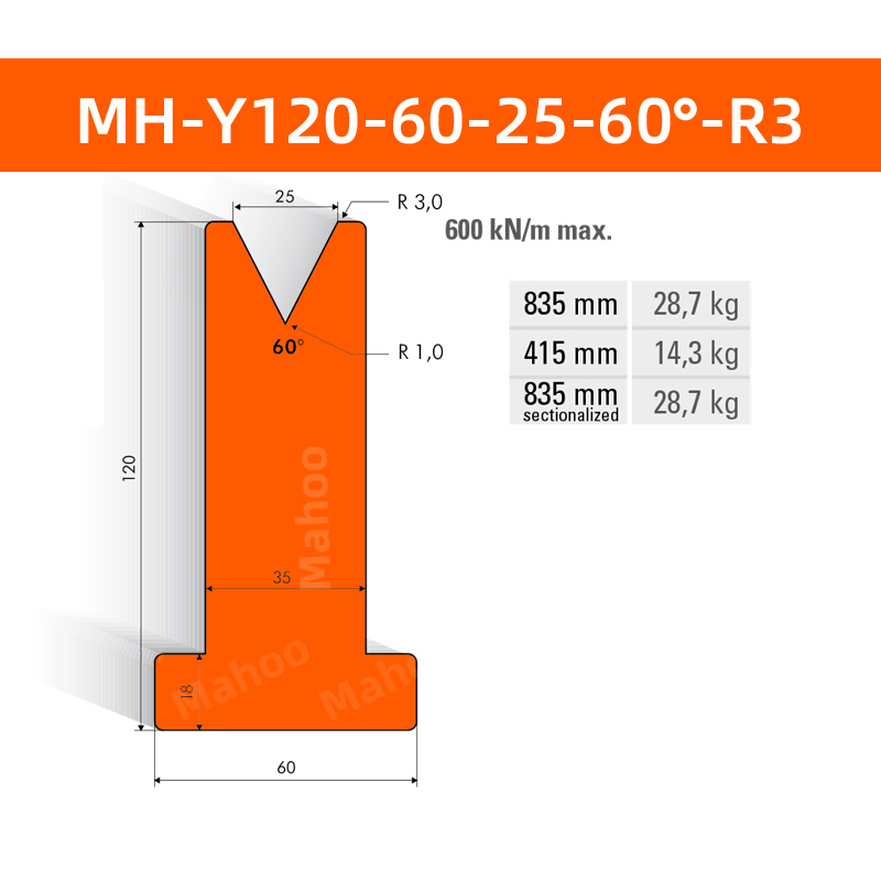 数控折弯下模 MH-Y120-60-25-60°-R3