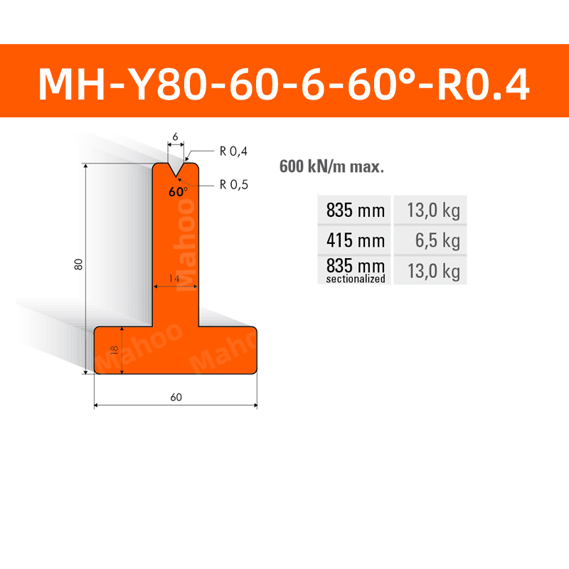 数控折弯下模 MH-Y80-60-6-60°-R0.4