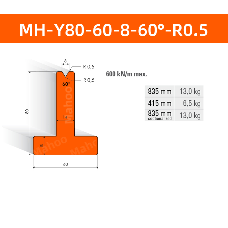 数控折弯下模 MH-Y80-60-8-60°-R0.5