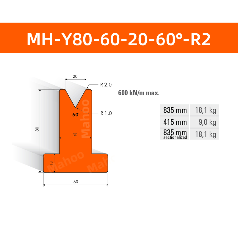 数控折弯下模 MH-Y80-60-20-60°-R2
