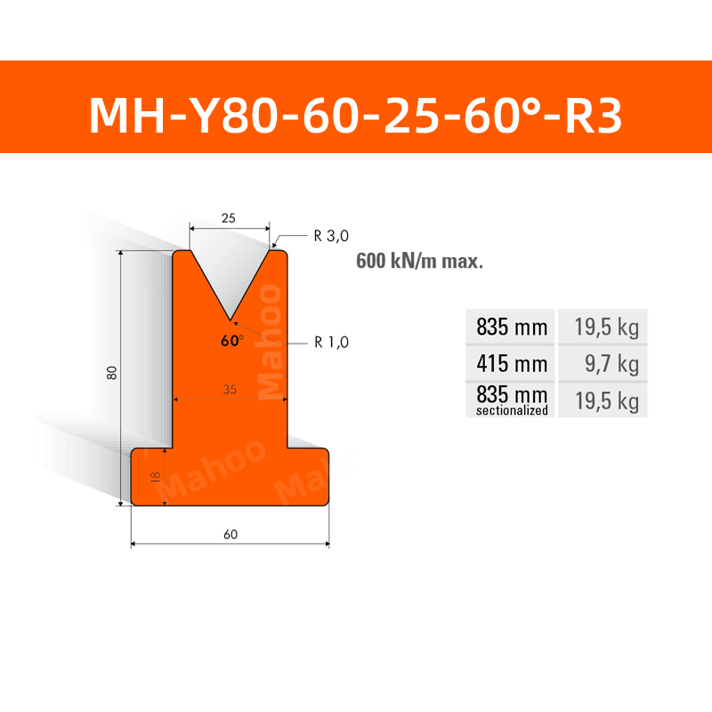 数控折弯下模 MH-Y80-60-25-60°-R3