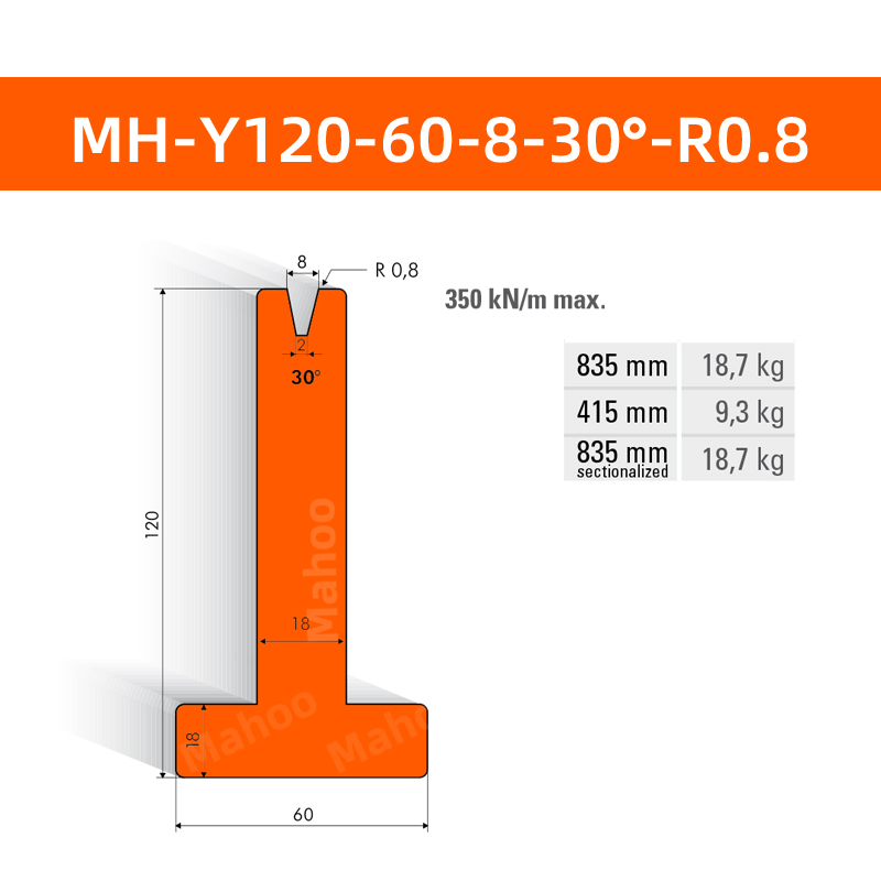 数控折弯下模 MH-V120-60-8-30°-RO.8