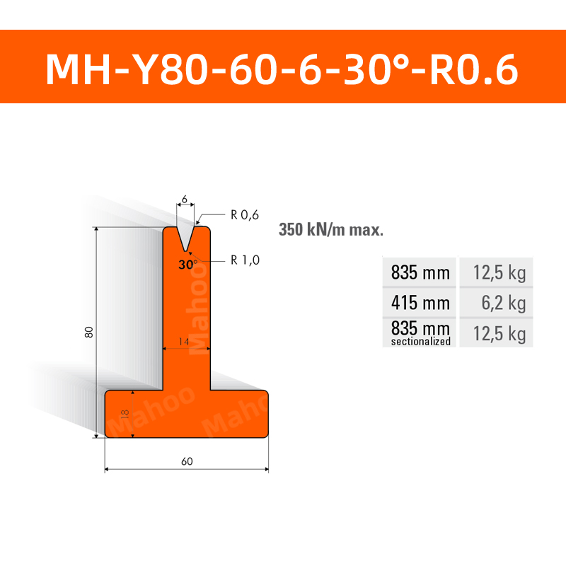 数控折弯下模 MH-Y80-60-6-30°-RO.6