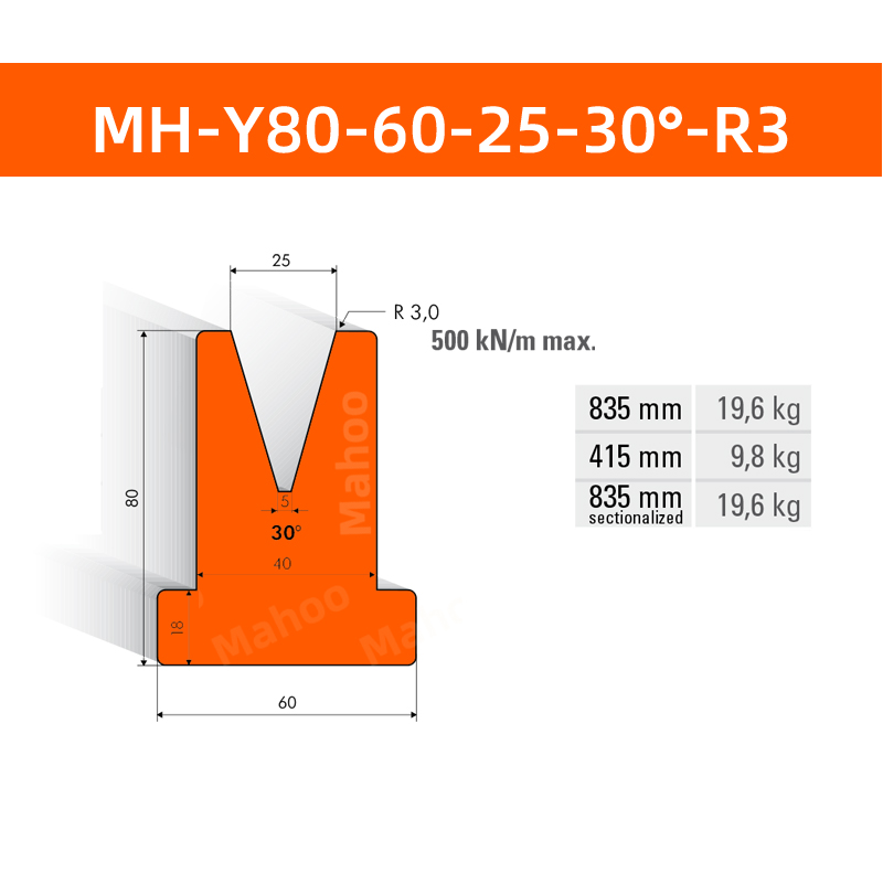 数控折弯下模 MH-Y80-60-25-30°-R3