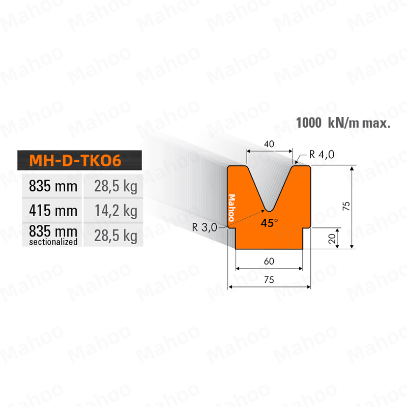 下动折弯机折弯机模具-单V-v40-45°