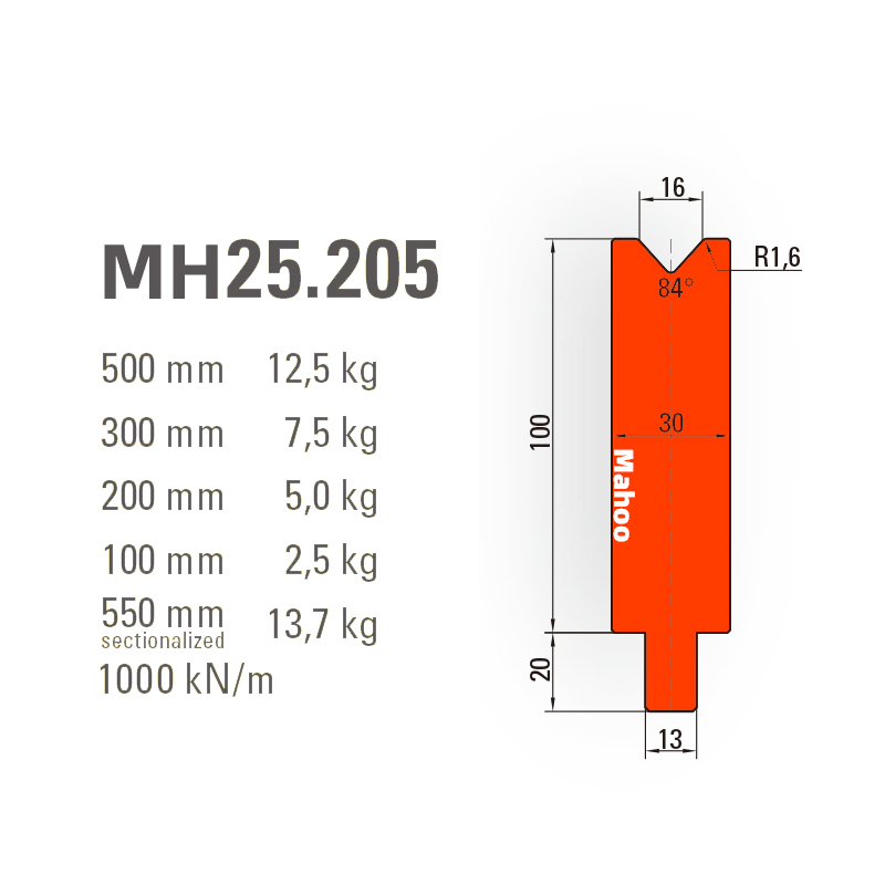 通快折弯机模具-通快折弯下模-V16-84°（86°/88°）