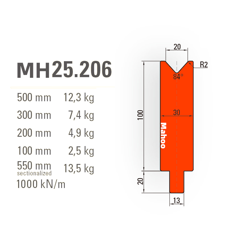 通快折弯机模具-通快折弯下模-V20-84°（86°/88°）