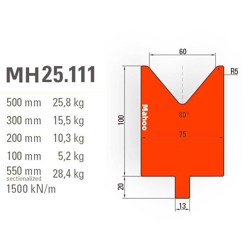 通快折弯机模具-通快折弯下模-V60-80°（86°/88°）