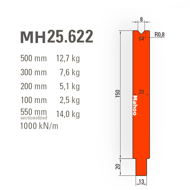 通快数控折弯模具-通快折弯下模-SP-H170-V8-84°{86°/88°}