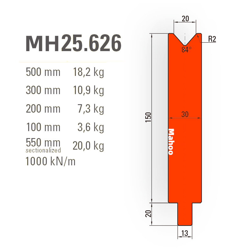 通快数控折弯模具-通快折弯下模-SP-H170-V20-84°{86°/88°}