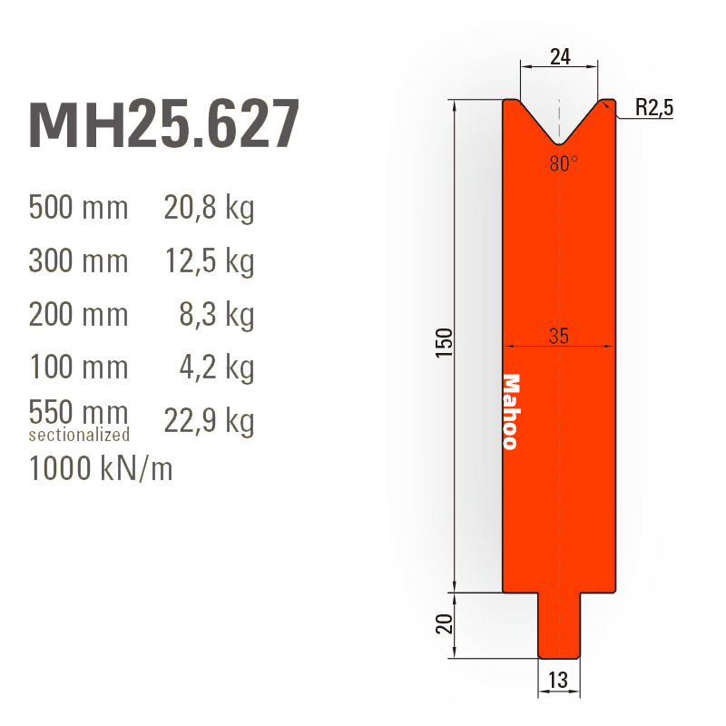 通快数控折弯模具-通快折弯下模-SP-H170-V24-84°{86°/88°}