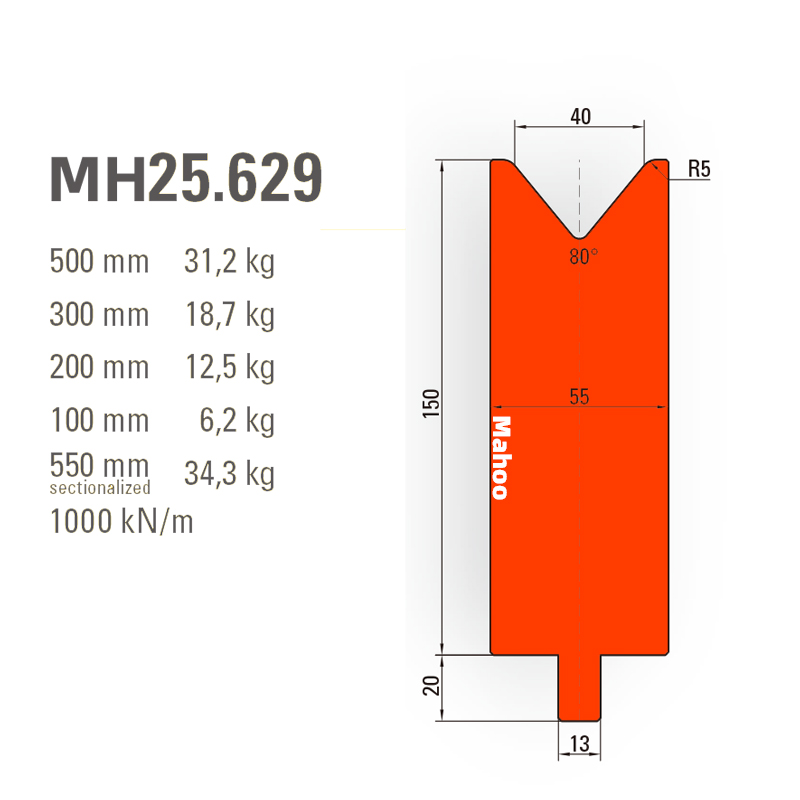 通快数控折弯模具-通快折弯下模-SP-H170-V40-80°{86°/88°}