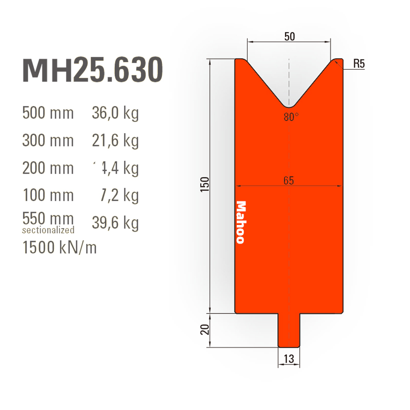 通快数控折弯模具-通快折弯下模-SP-H170-V50-80°{86°/88°}