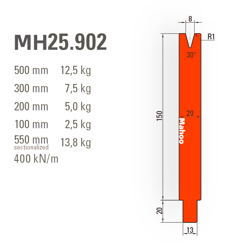 通快数控折弯模具-通快折弯下模-SP-H170-V8-30°