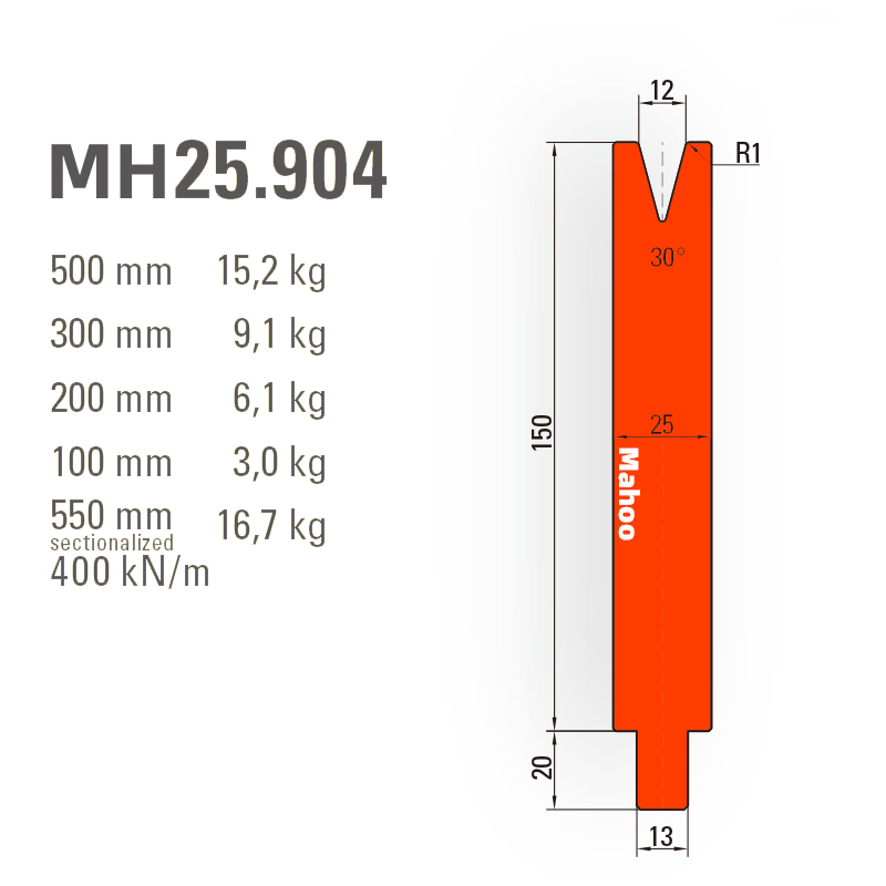 通快数控折弯模具-通快折弯下模-SP-H170-V12-30°