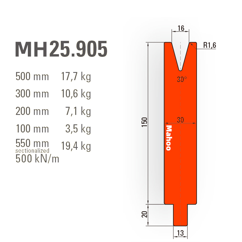 通快数控折弯模具-通快折弯下模-SP-H170-V16-30°