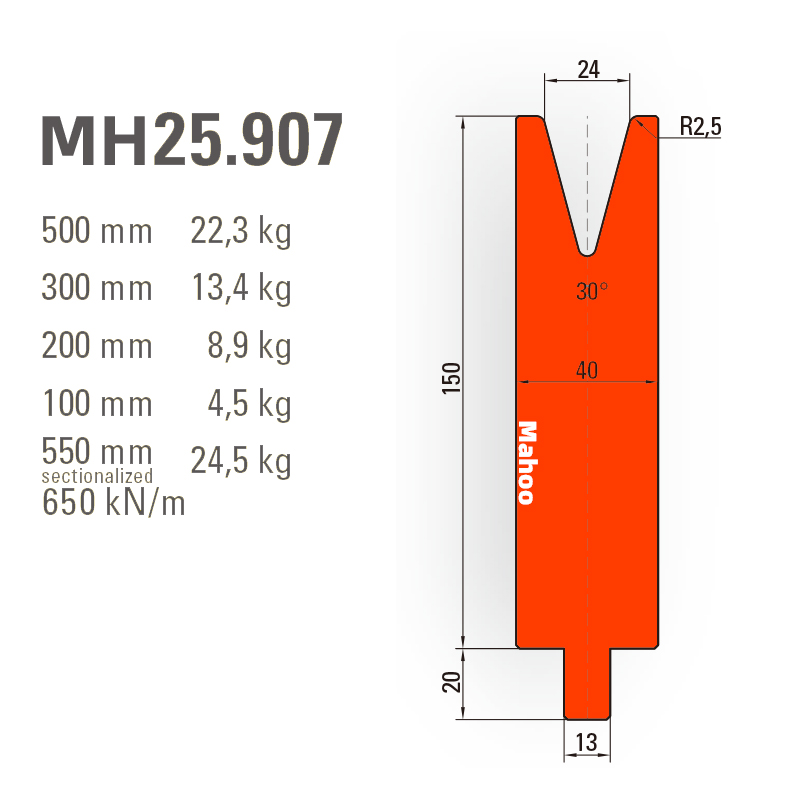 通快数控折弯模具-通快折弯下模-SP-H170-V24-30°