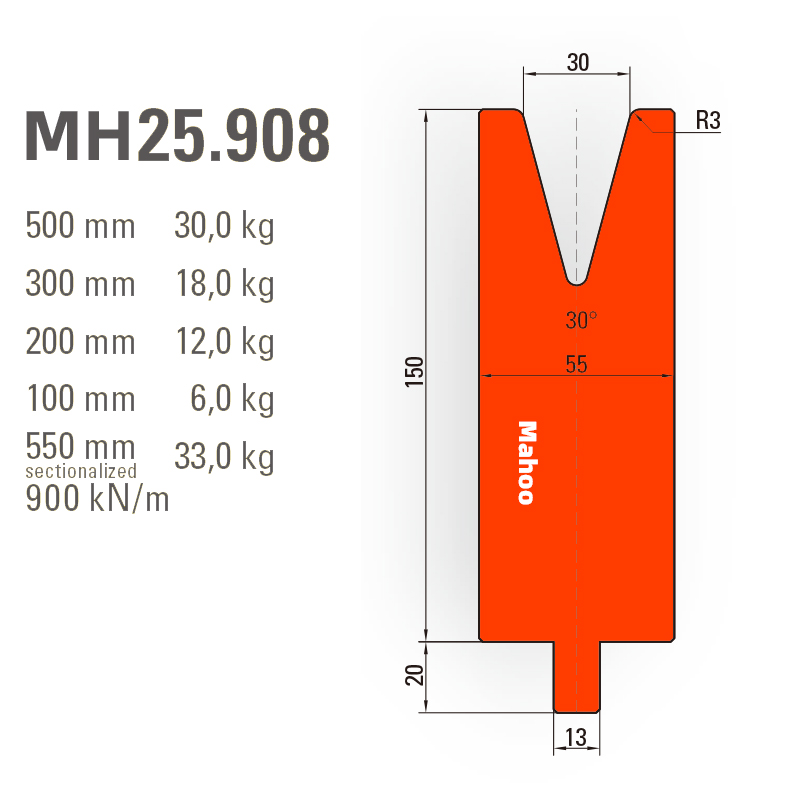 通快数控折弯模具-通快折弯下模-SP-H170-V30-30°