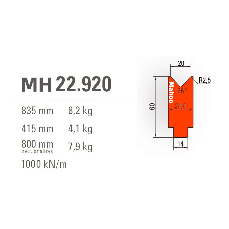 AMADA折弯机模具-单V下模14-60-V20-86°