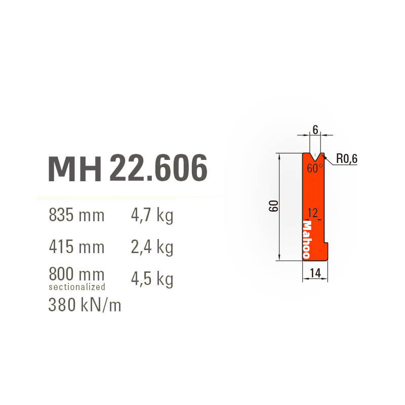 AMADA折弯机模具-单V下模14-60-V6-60°