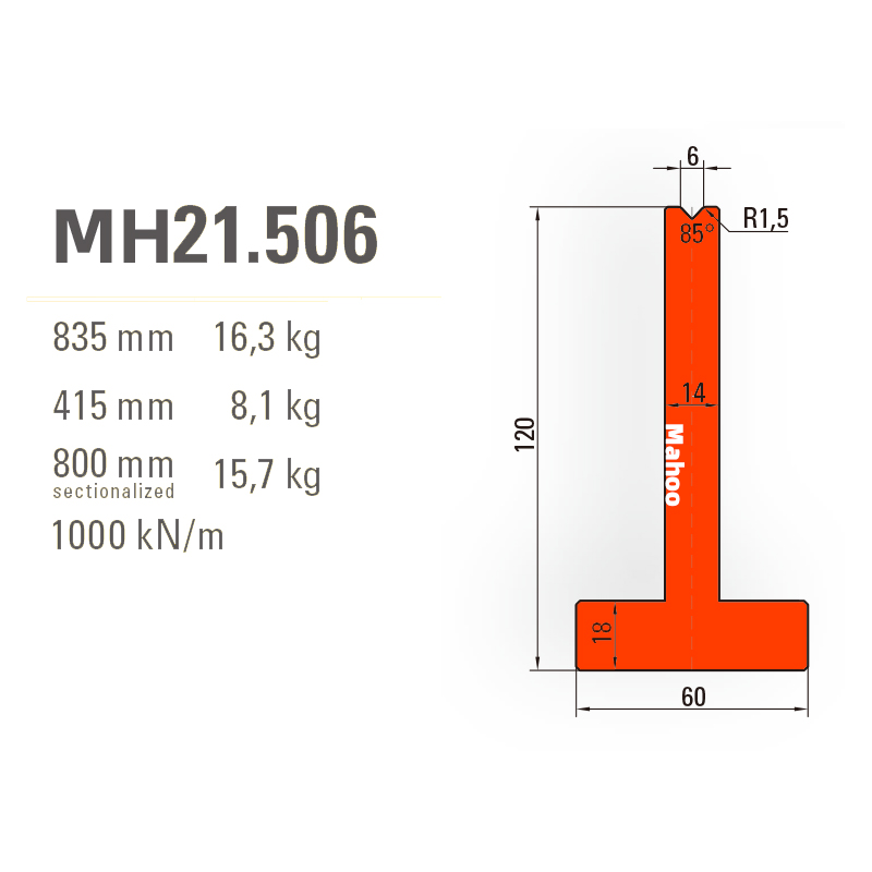 马赫折弯机模具-百超T型折弯下模- V6-85°（86°/88°）