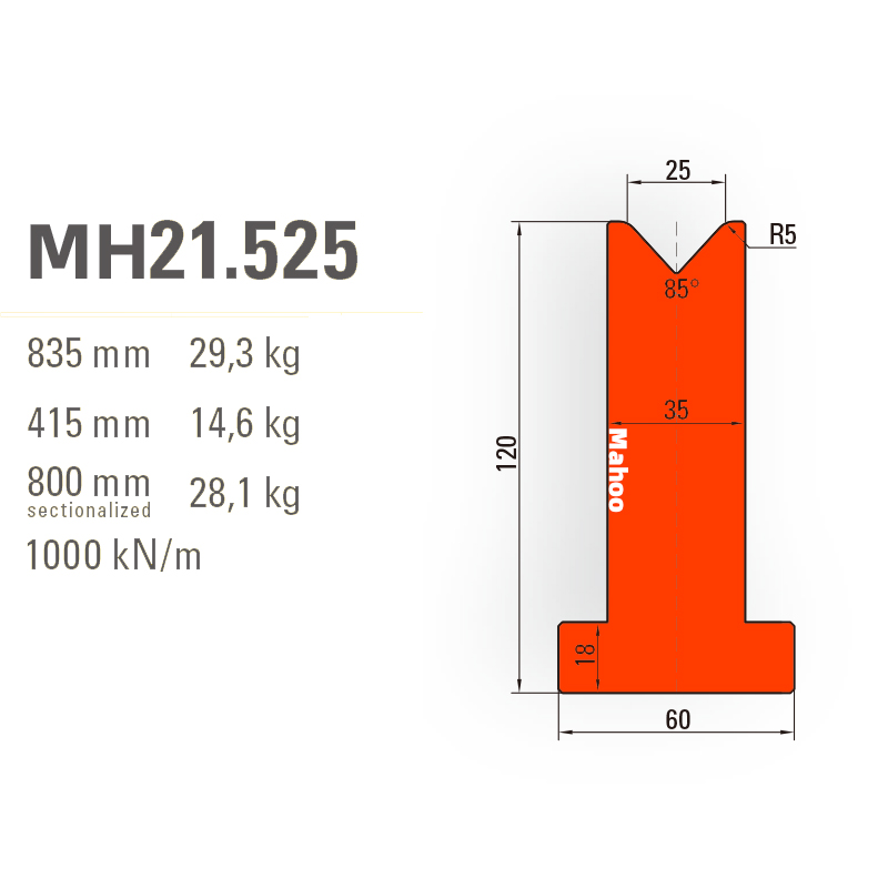 马赫折弯机模具-百超T型折弯下模-V6-60°-H120