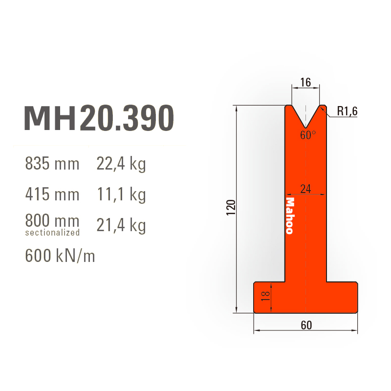 马赫折弯机模具-百超T型折弯下模-V16-60°-H120