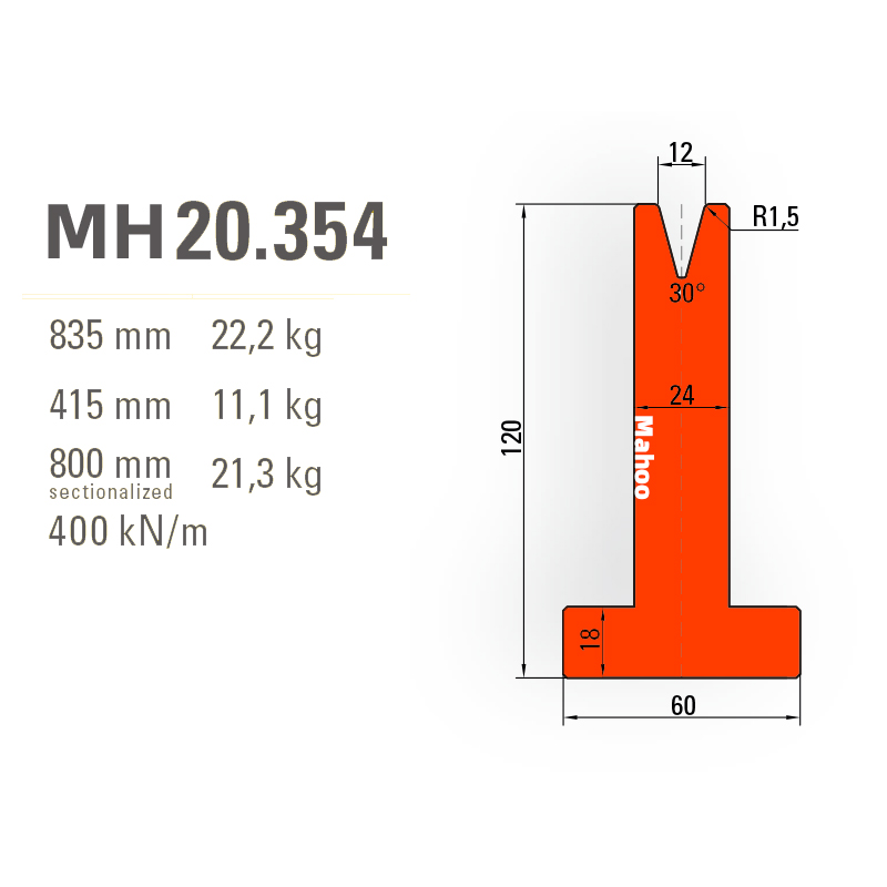 马赫折弯机模具-百超T型折弯下模-V12-30°-H120