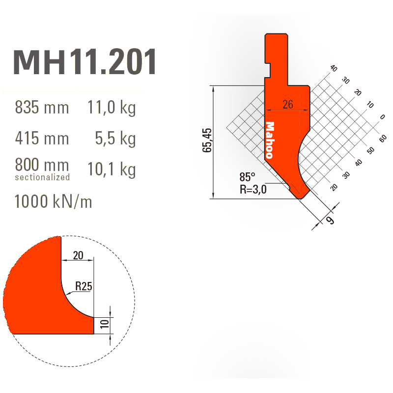 马赫折弯机模具13-30-标准折弯上模具-MH11201