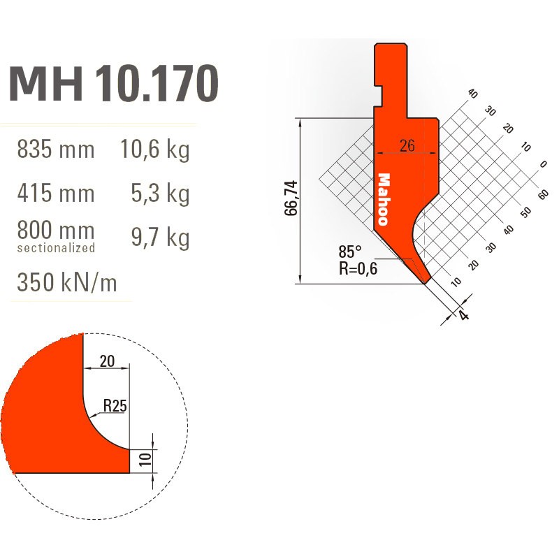 马赫折弯机模具13-30-标准折弯上模具-MH10170