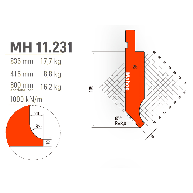 马赫折弯机模具13-30-标准折弯上模具-MH11231