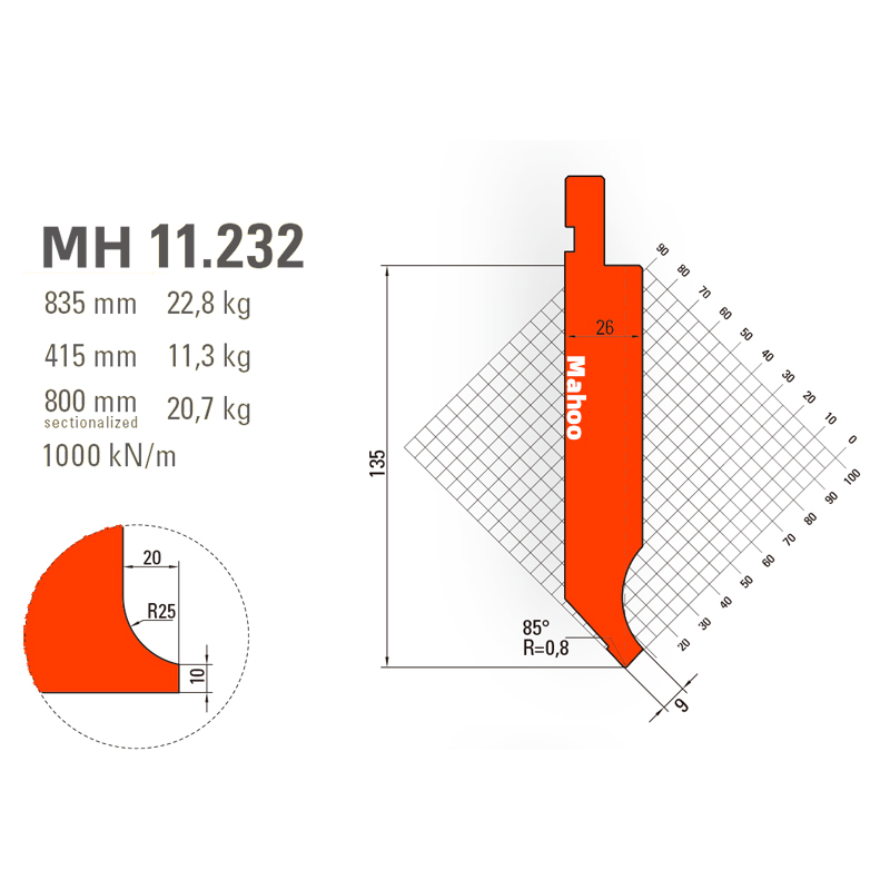 马赫折弯机模具13-30-标准折弯上模具-MH11232