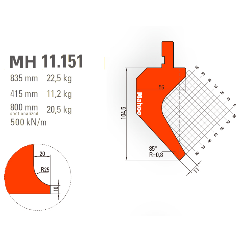 马赫折弯机模具13-30-标准折弯上模具-MH11151