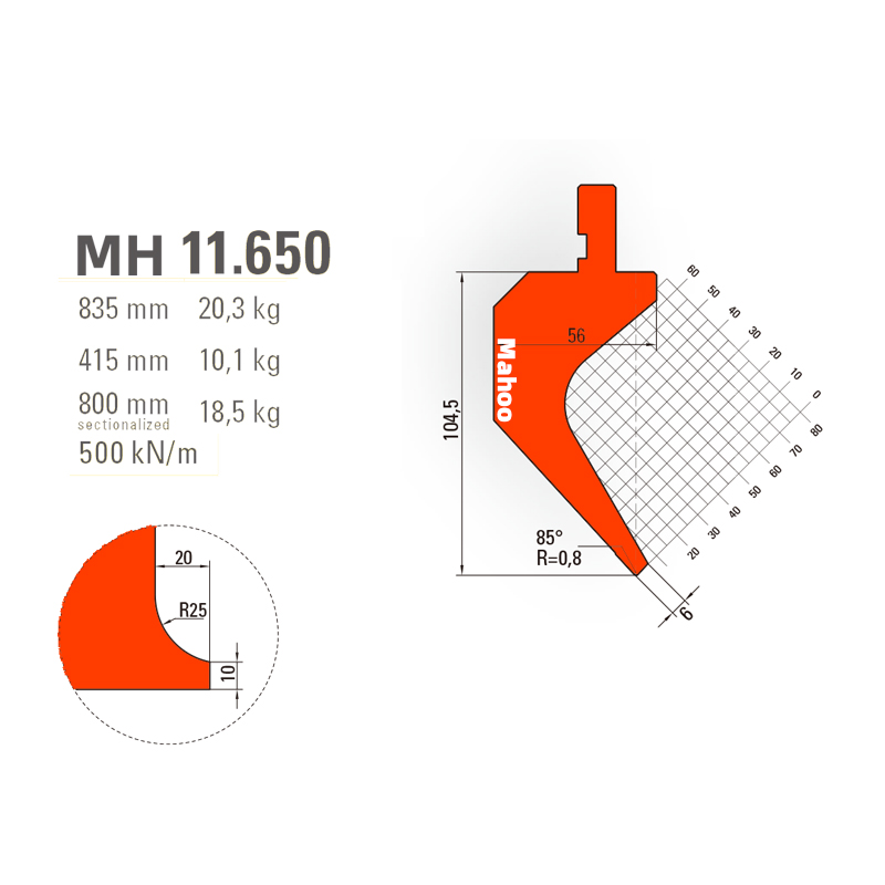 马赫折弯机模具13-30-标准折弯上模具-MH11650