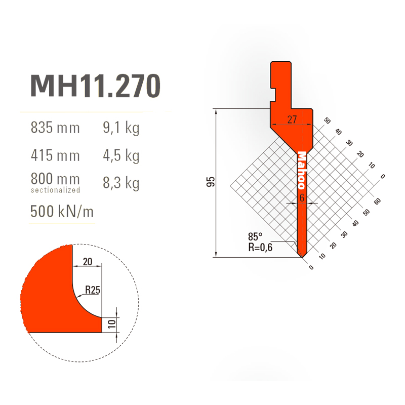 马赫折弯机模具13-30-标准折弯上模具-MH11270