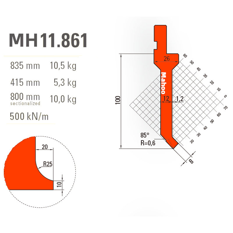 马赫折弯机模具13-30-标准折弯上模具-MH11861