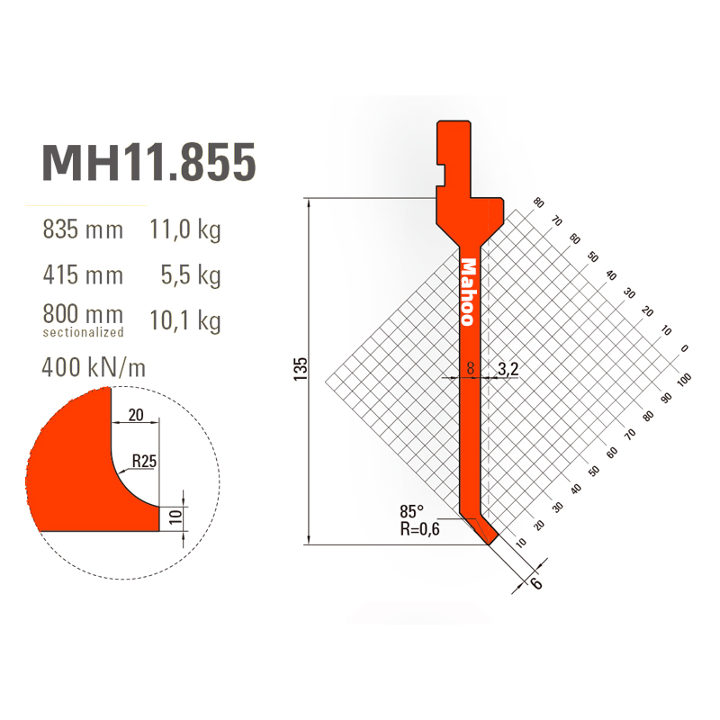 马赫折弯机模具13-30-标准折弯上模具-MH11855