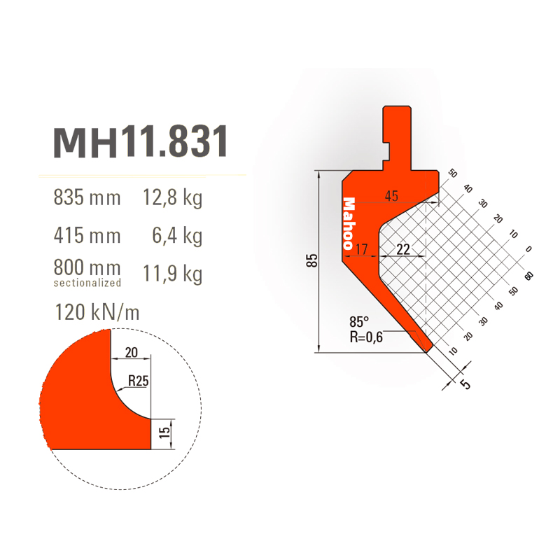 马赫折弯机模具13-30-标准折弯上模具-MH11831